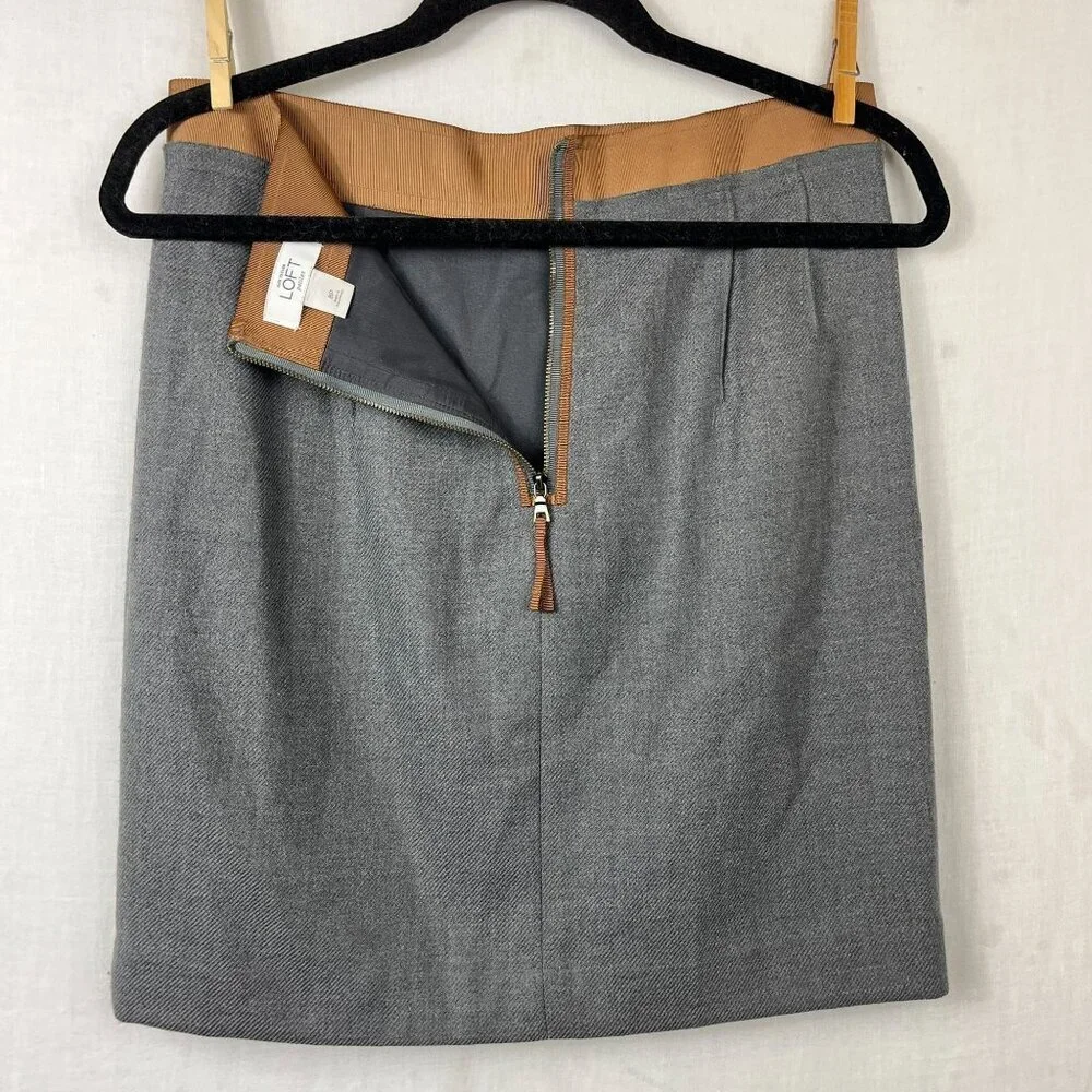 Loft Wool Blend Mini Pencil Skirt Women 8 Petite Coquette Preppy Academia Office